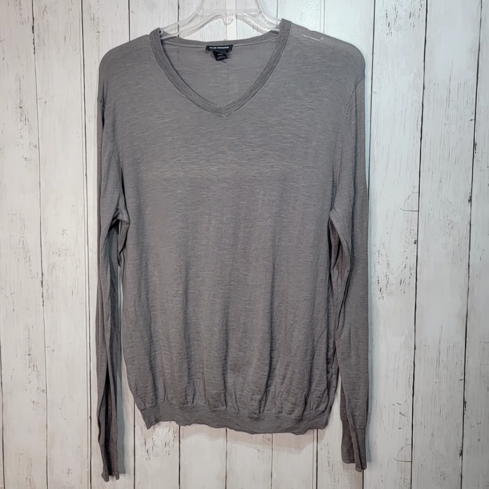 CLUB MONACO Men's Cotton Gray V-Neck Lightweight Sweater Size XL.